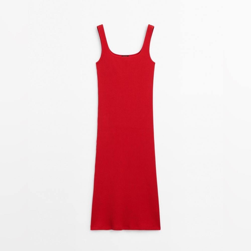 Red Ribbed Dress